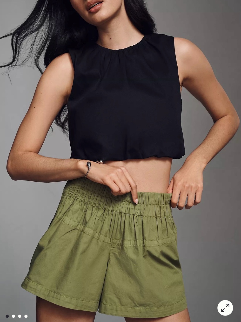 Pilcro Olive Green Shorts with Elastic Waist